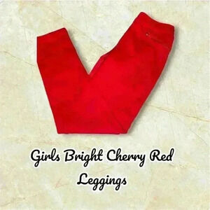 Girls Bright Cherry Red Leggings